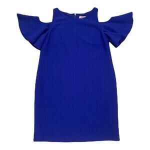 Chelsea 28 Women's Blue Cold Shoulder Shift Dress Small